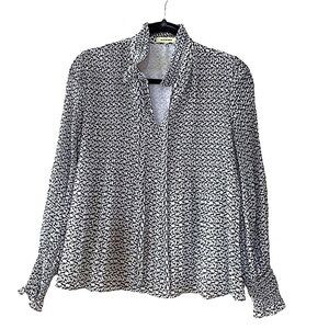 𝅺MAX Studio Black and White Print Bow Tie Blouse Size XS